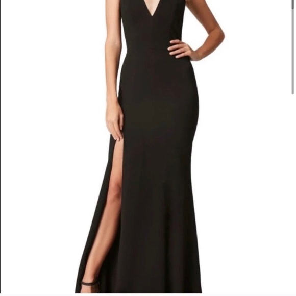 NWT Size XL Dress The Population Black Slit Gown - Picture 2 of 7